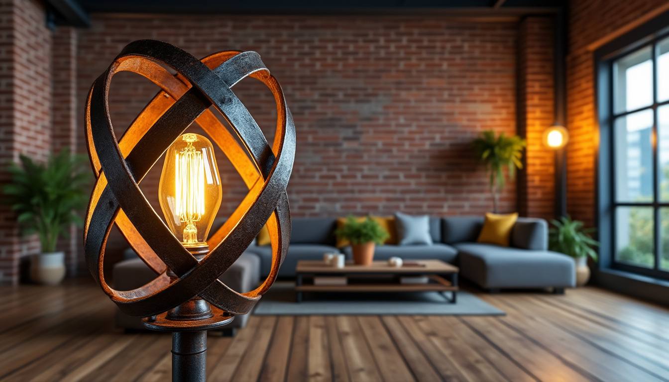 découvrez le lampadaire industriel tribeca avec anneaux croisés, une lampe au design unique pour apporter charme et caractère à votre intérieur.